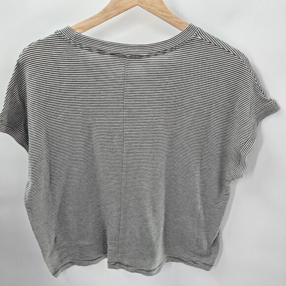 Petite Principle Dark Olive Green White Horizontal Striped Top Size PXL - Picture 2 of 11